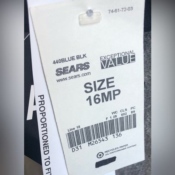 Vintage Darian Petites Blue Black Plaid Tunic Button Up Blouse Size 16P NWT - Picture 9 of 10